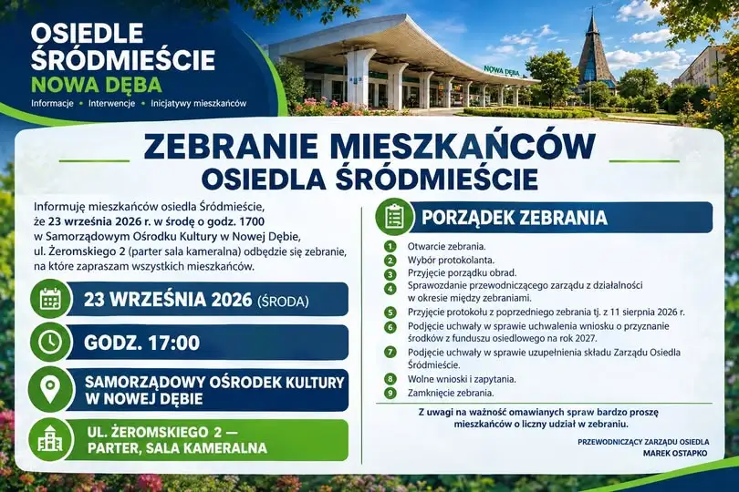 Zebranie mieszkańców osiedla w Nowej Dębie – 23 września 2026