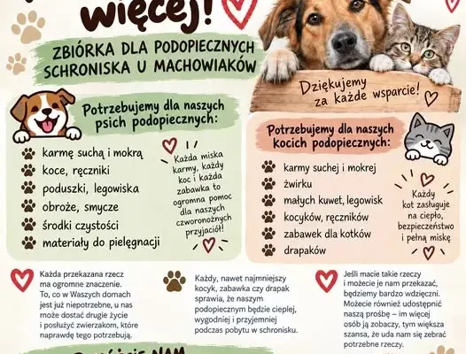 Zbiórka charytatywna dla schroniska u Machowiaków potrwa do 2 października