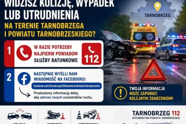 Tarnobrzeg: widzisz wypadek lub utrudnienia w ruchu? Tak możesz pomóc innym kierowcom