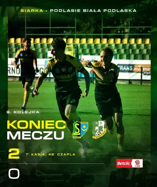 Siarka Tarnobrzeg wygrywa z Podlasiem Biała Podlaska 2:0