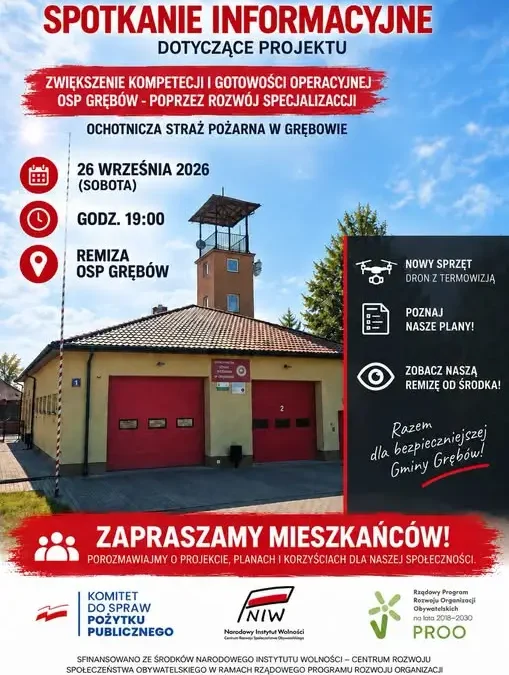 Spotkanie informacyjne w OSP Grębów – poznaj projekt i nowoczesny sprzęt ratowniczy
