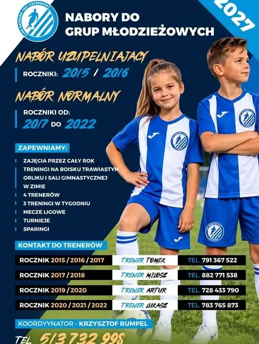 Naprzód Czyżowice ogłasza nabór do drużyn młodzieżowych – rusza piłkarska przygoda