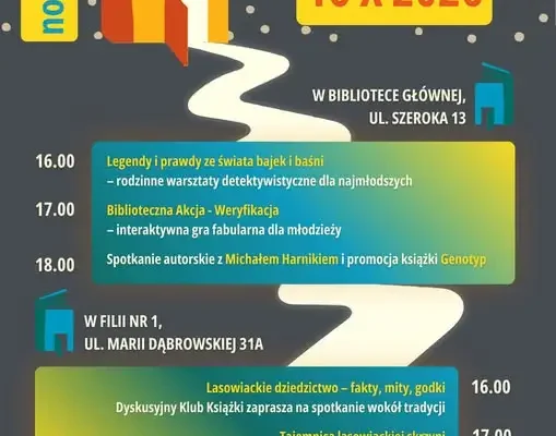 Noc Bibliotek 2026 w Tarnobrzegu – 16 października pod hasłem „Biblioteka (się) sprawdza!”