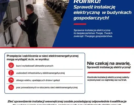 PGE Dystrybucja apeluje do rolników: sprawdźcie instalacje elektryczne w budynkach gospodarczych