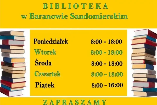 Nowe godziny pracy Biblioteki w Baranowie Sandomierskim