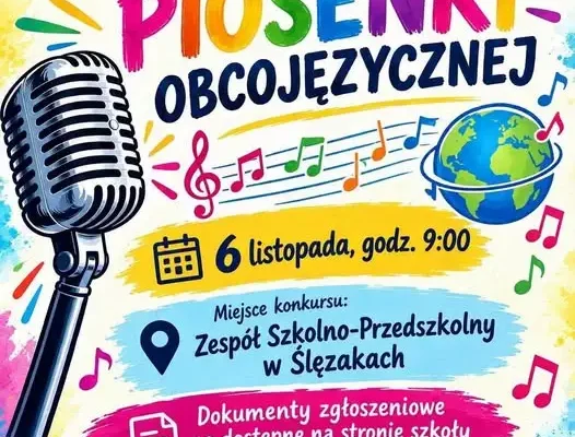 Konkurs Piosenki Obcojęzycznej w Ślęzakach – zgłoszenia do 2 listopada