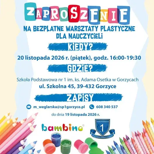 Bezpłatne warsztaty plastyczne Bambino w Gorzycach – zapisy do 19 listopada