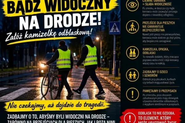 Odblaski ratują życie – apel służb ratowniczych z Tarnobrzega