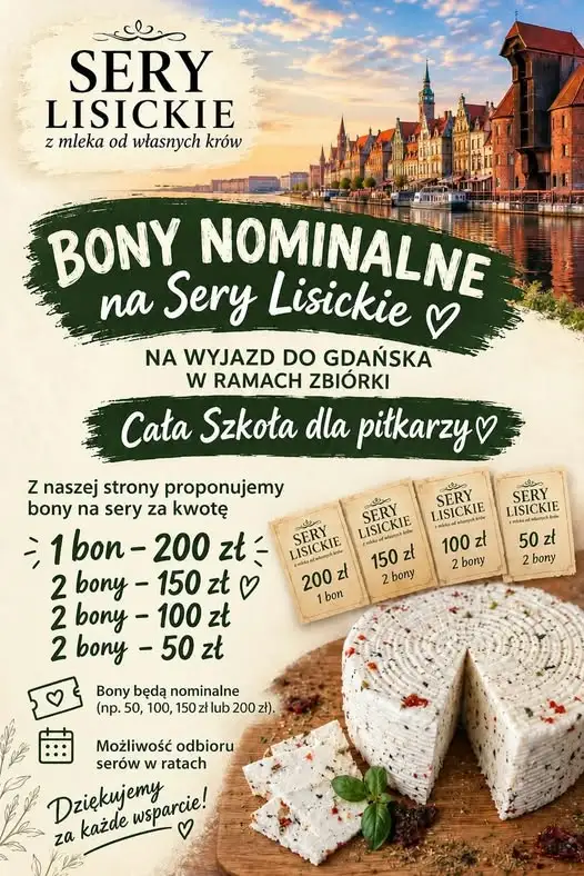 Licytacje serów na wyjazd do Gdańska – wsparcie dla młodych piłkarzy