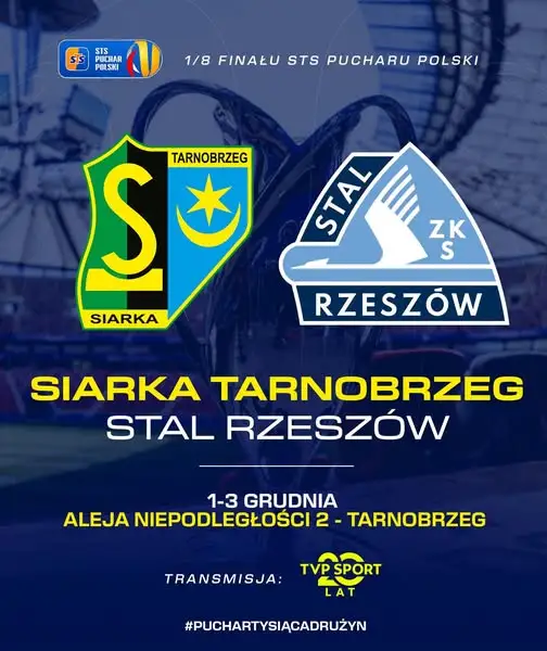 Siarka Tarnobrzeg zagra ze Stalą Rzeszów w 1/8 finału Pucharu Polski
